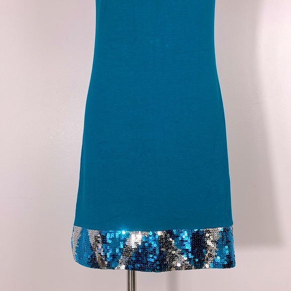 Express Teal Sequin Trim Dress size XS - Picture 3 of 10